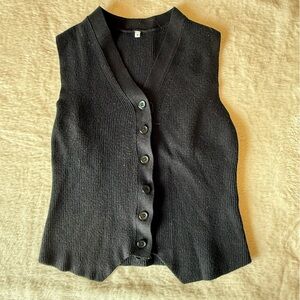 Black Button-Up Knit Vest
